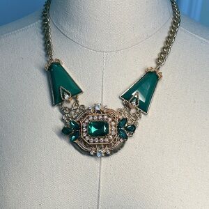 Intricate Green and Gold Necklace